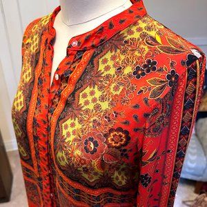 Lior Paris French red silk blend blouse.